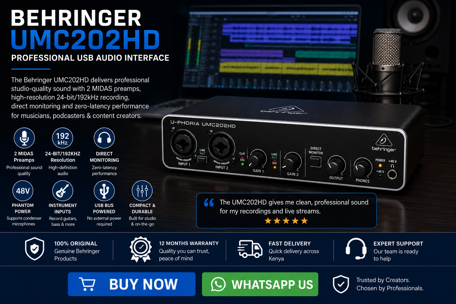 Behringer UMC202HD Price In Kenya 8 Behringer UMC202HD price in Kenya