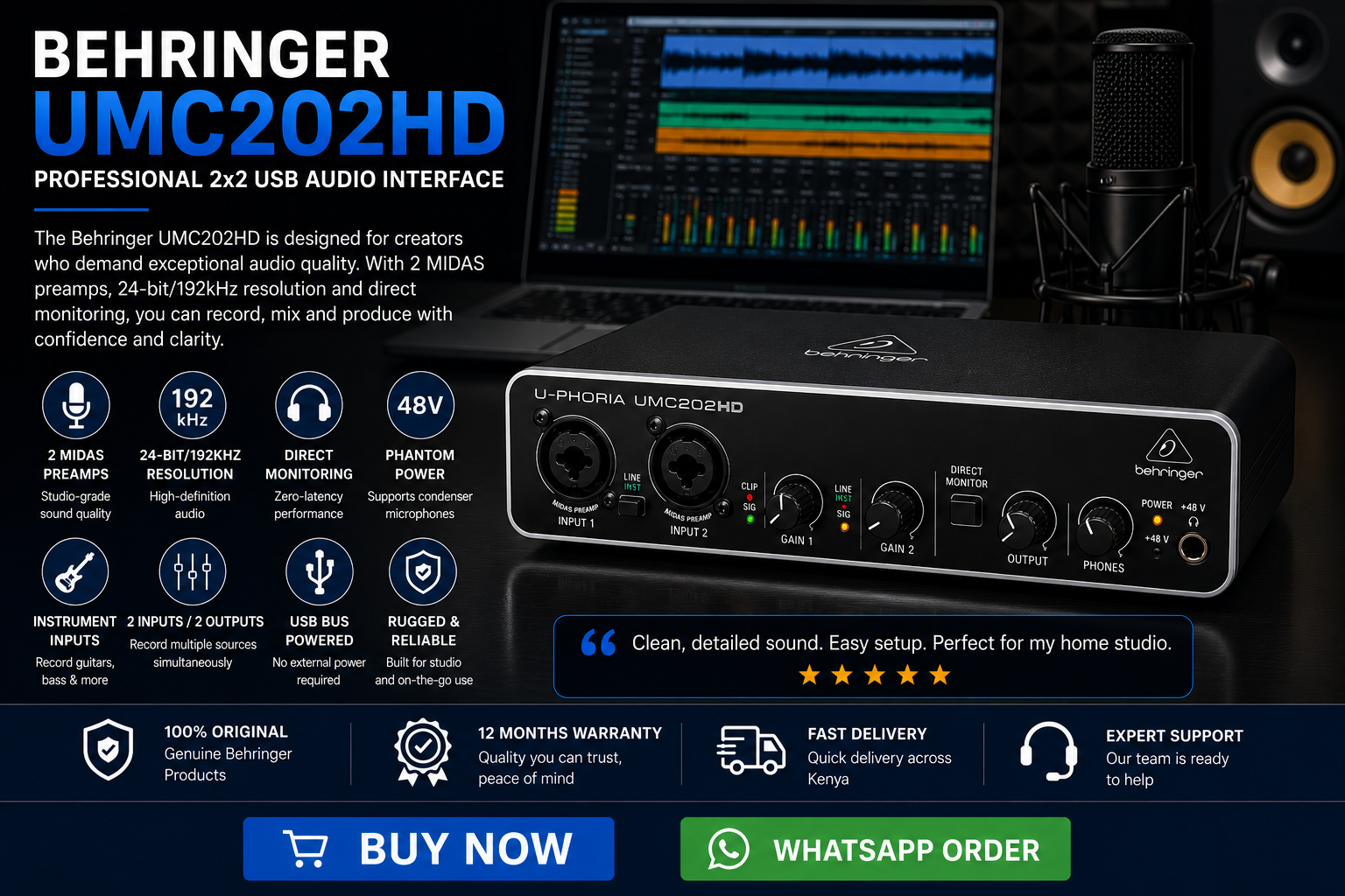 Behringer UMC202HD Price In Kenya 10 Behringer UMC202HD USB audio interface Kenya