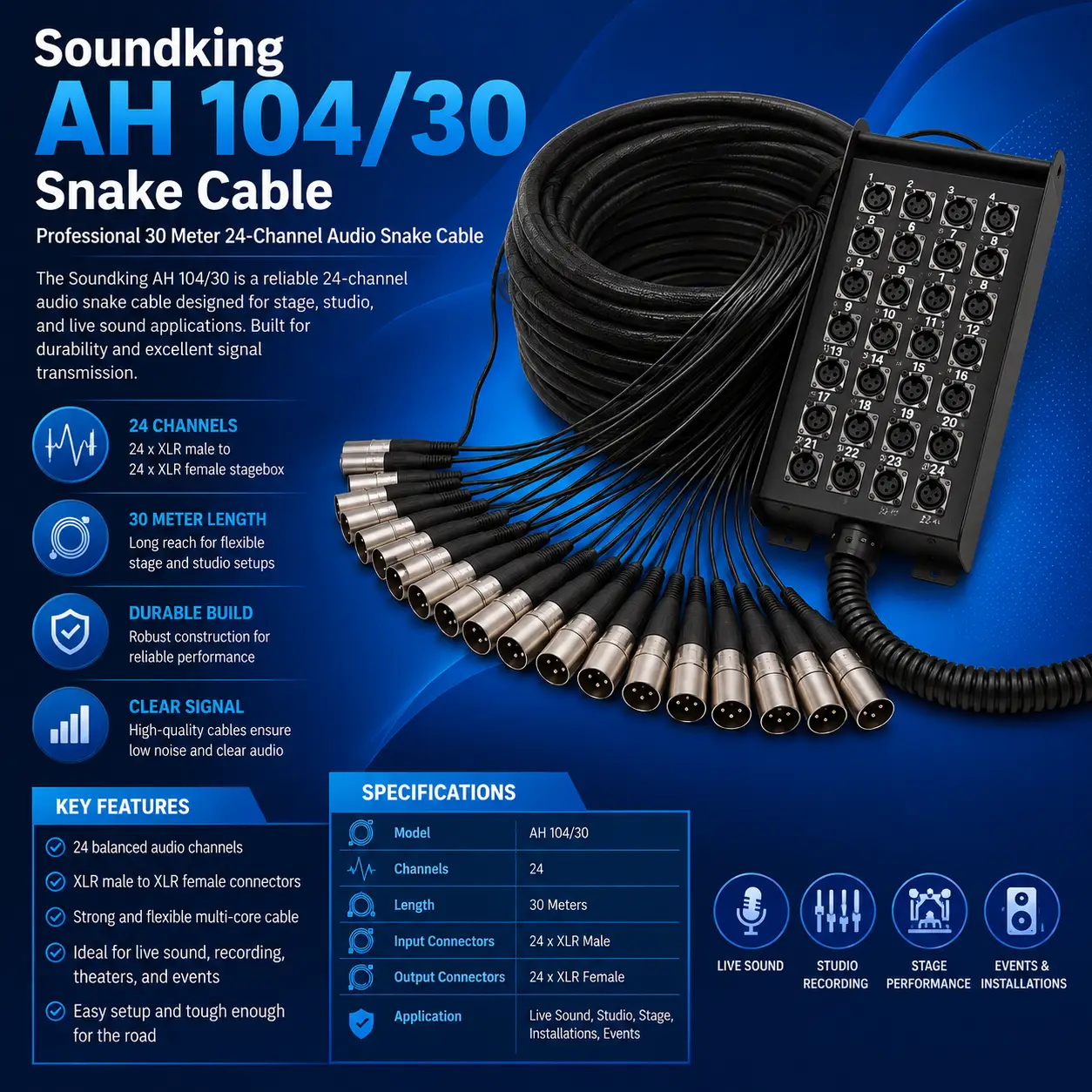 Soundking AH 104 30 Snake Cable